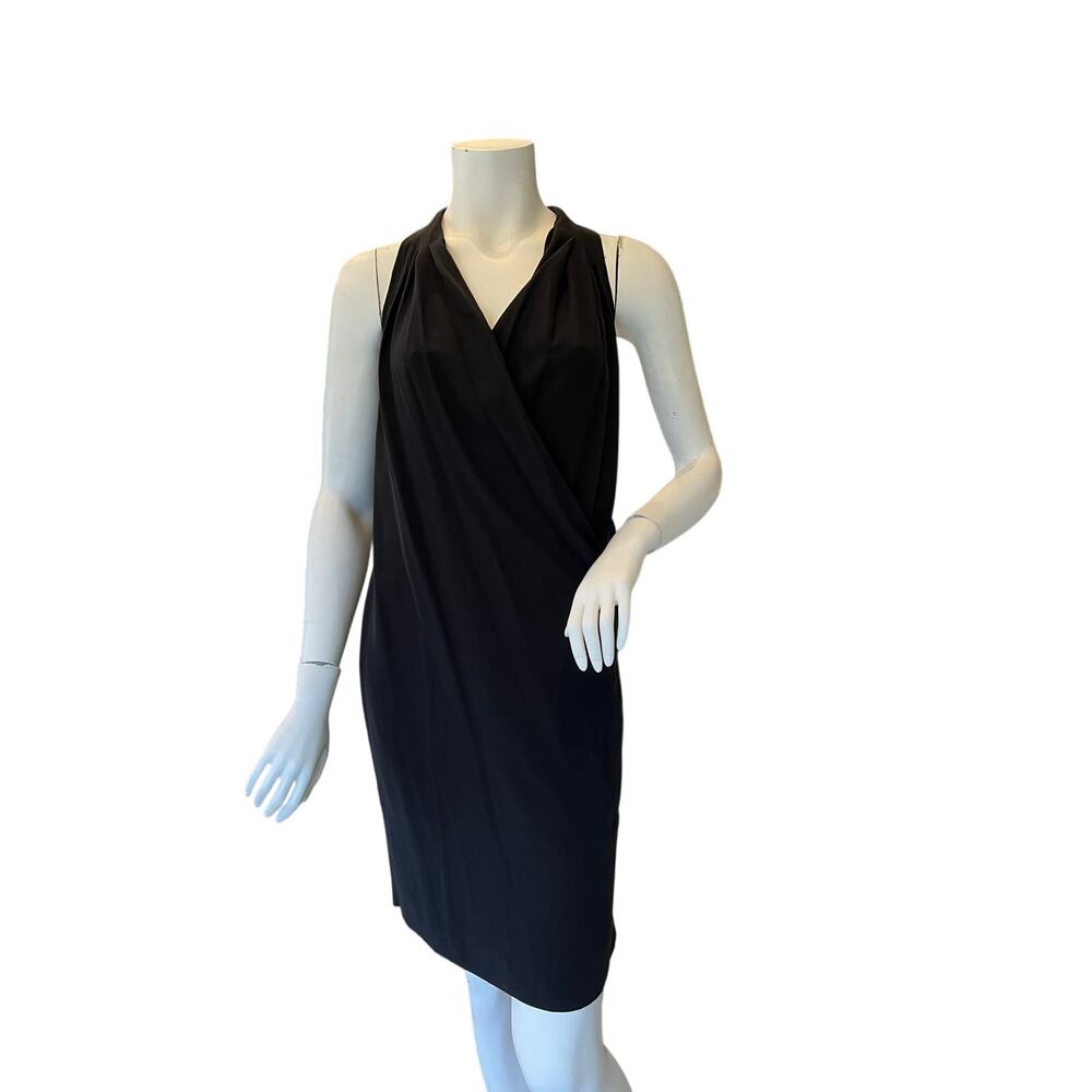 Filippa K 100% Silk Black Draped Wrap Halter Shift Dress XS Minimalist